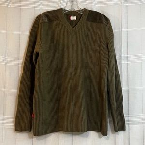 EUC MENS L LEVIS OLIVE GREEN V NECK PULLOVER!